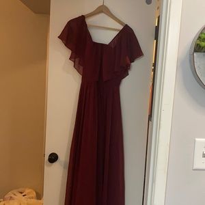 Maroon off the shoulder chiffon dress
